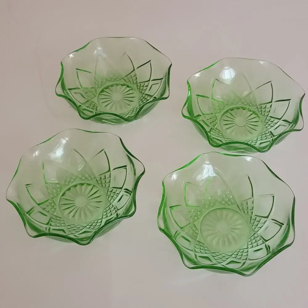 Vintage Hazel Atlas Green Uranium Glass 4.5